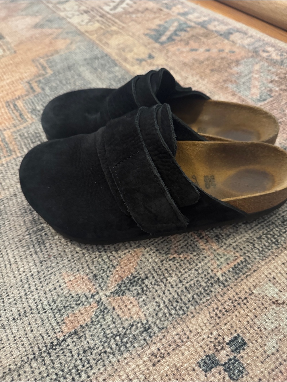 Birkenstock Boston Black Suede Women’s Clogs with Adjustable Strap - Picture 3 of 5